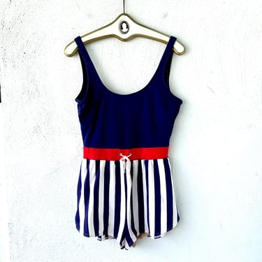 Vintage Catalina Swimsuit Playsuit Dress 70s 80s Bathing Suit Playsuit Swim One Piece 