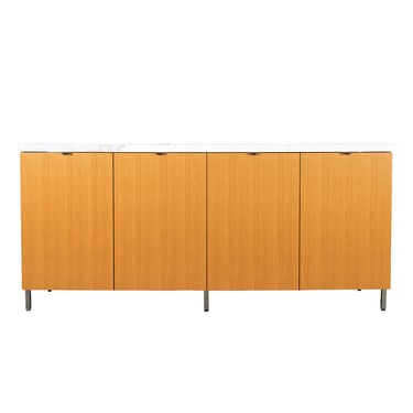 Spacious Marble-Top Knoll Credenza | Sideboard w Four Doors