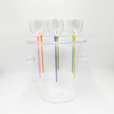 Vintage Shot Glasses with Ice Bucket 
