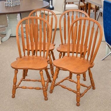Set of 4 E. R. Buck Windsor Dining Chairs in Solid Rock Maple