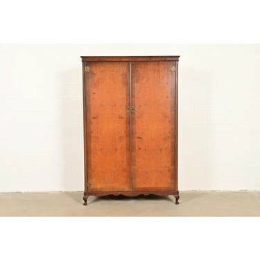 Antique Art Deco Burl Wood Armoire Dresser or Gentleman’s Chest, Circa 1930s