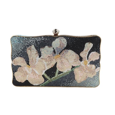 Judith Leiber Floral Tapestry Rhinestone Clutch 