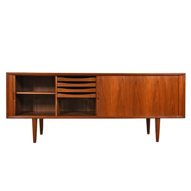 80” Danish Modern Teak Tambour Door Credenza | Room Divider