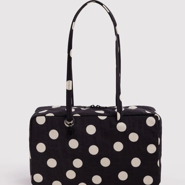 Medium Bowler Bag in Black and Cream Polka Dot