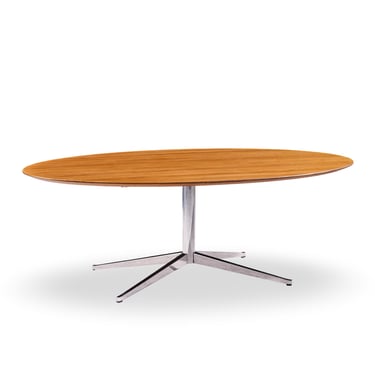 Florence Knoll Mid Century Walnut and Chrome Dining Table - mcm 