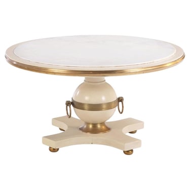 Lacquered and Bronze-Mounted Marble-Top Coffee Table, C. 1960