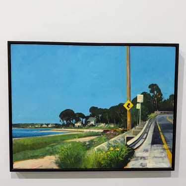 Vintage Original Oil Painting on Canvas, Landscape Road Scene attrb to Robert Dash 