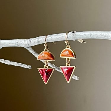 Red Resin Geometric Earrings 