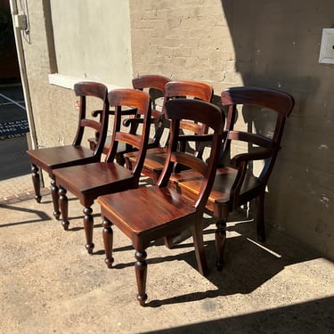 Set of Six Hardwood Farmhouse Chairs