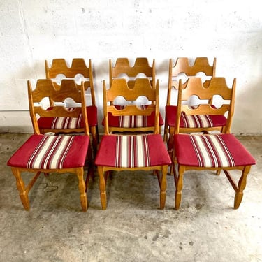 Henning Kjaernulf Oak Razorbacks Dining Chairs Primitive Brutalist Oak 