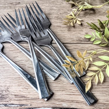 6 FOREVER All- American by Oneida Stainless Salad Forks / Vintage Flatware/ MCM Japandi Scandi/ Discontinued Replacement 