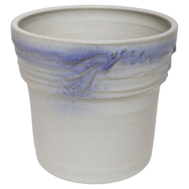 Vintage Pale Gray and Lilac Incised Studio Ceramic Planter by Deanna Nichols