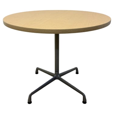 Charles and Ray Eames Round Oak Veneer Pedestal Dining Table for Herman Miller