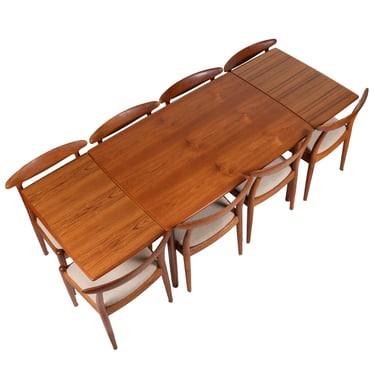 Slim Danish Teak Expanding Dining Table