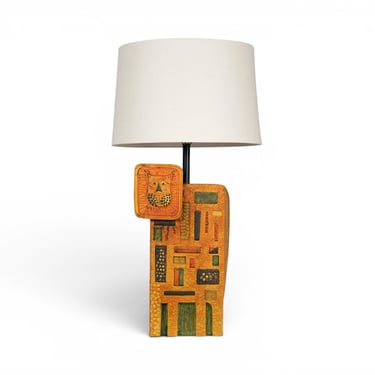Marcello Fantoni for Raymor Ceramic Lion Sculpture Lamp