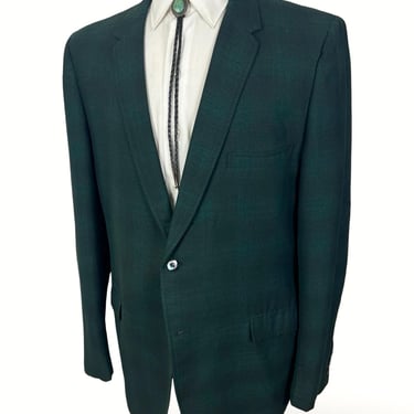 Vintage 1960s Wool Shadow Plaid Sack Sport Coat ~ 44 Long ~ jacket / blazer 