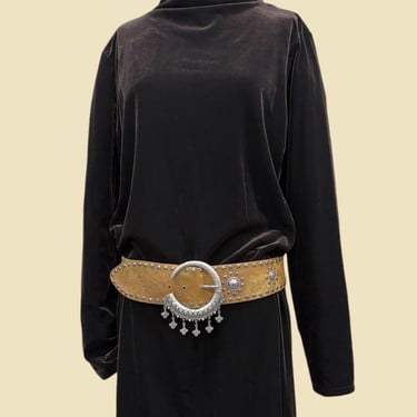 Vintage Max Studio Velvet Maxi Dress 2000s Retro Womens Size XL + DEADSTOCK + Dark Brown Velvet + Mock Neck + Long Sleeves + Ankle Length 
