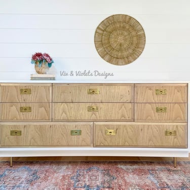 AVAILABLE*** Refinished Thomasville Campaign Dresser / Bureau / Chest of Drawers 
