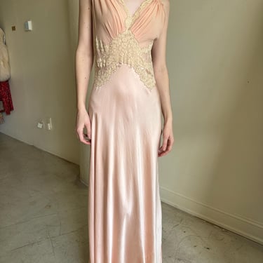 Rare antique 1930s bias silk lace nightgown art deco 