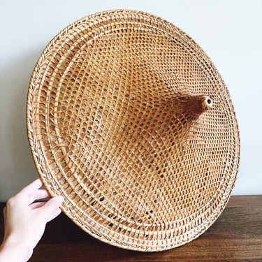 Vintage Vietnamese Woven Rattan and Bamboo Decorative Sun Hat 