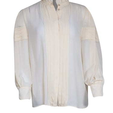 See by Chloe - Buttercream Pleated Detailing Button Up Blouse Sz 12