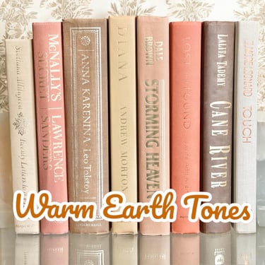 Warm Earth Tone Book Bundle: Neutral Decor Bookshelf Display 