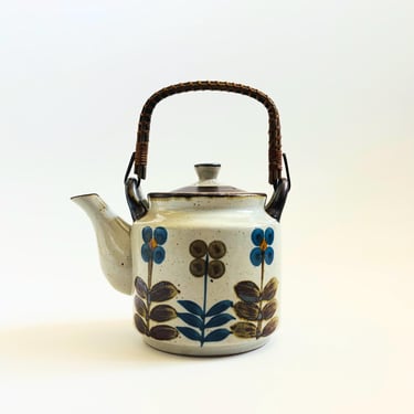 Mid Century Japanese Stoneware Floral Teapot 
