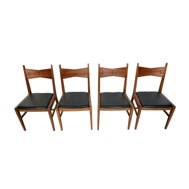 Lane Tuxedo Dining Chairs Walnut Mid Century Modern Bow Tie 