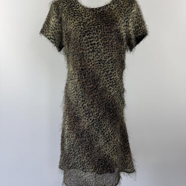 1980s Mohair Cheetah Print Dress 