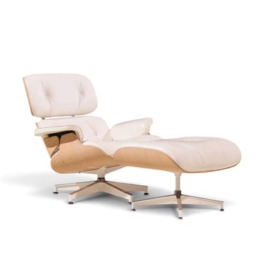 Charles and Ray Eames for Herman Miller White Oak Lounge Chair and Ottoman 