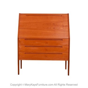 Danish Mid Century Teak Secretary Desk Vanity with Mirror Kai Kristiansen 