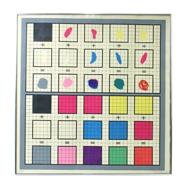 Vintage Mid-Century Modern Color Theory Grid Screenprint