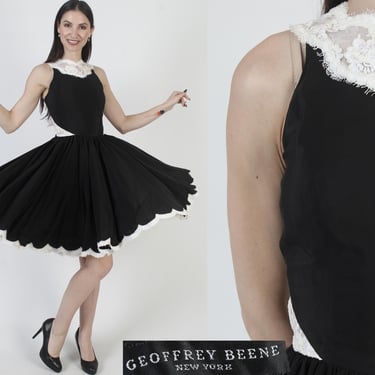 Vintage Geoffrey Beene Dress, Black Tuxedo Mini, Designer Cocktail Party Outfit 