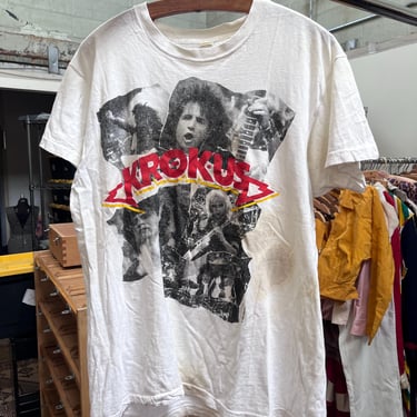 1980s Krokus T-Shirt Double Sided Band Tee Hair Metal 80s Screen Stars Single Stitch Fits Medium 