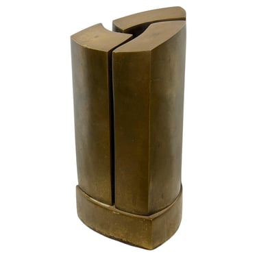 Modernist Bronze Sculpture on Bronze Base, Brazil 1980s