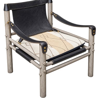 Pair Safari Style Leather Lounge Chairs by Lee Industries