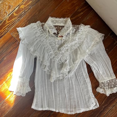 1970s Gunne Sax Gunnies White Victorian Style Blouse 