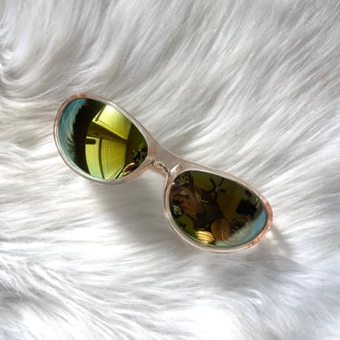 Vintage Y2K Pink and Green Wraparound Sunglasses 