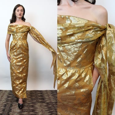 1960s PAULINE TRIGERE silk GOLD gown dress xs | new fall winter 