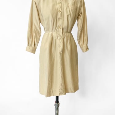 1980s Saint Laurent rive gauche Ivory Shirt Dress, sz. S