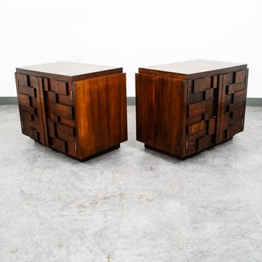 Mid Century Modern Nightstands Side End Table Lane Mosaic Pueblo Brutalist Wood