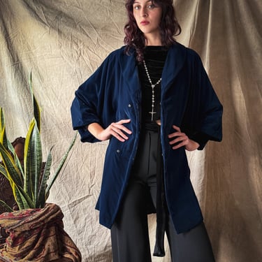 80s Velvet Cocoon Coat | M-L