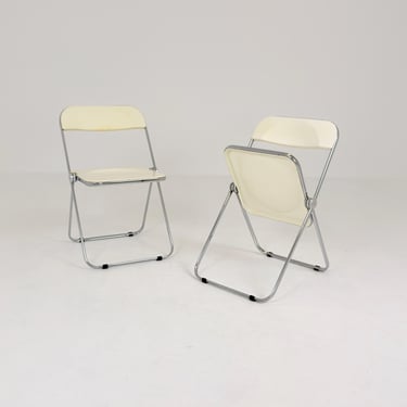 Set of 2 vintage Italian Plia Folding Chairs by Giancarlo Piretti for Castelli, 1970s 