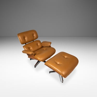 Authentic Eames Lounge Chair Model 670 and Ottoman Model 671 in Original Cognac Leather & White Oak by Herman Miller, USA, c. 2007 