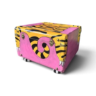 Hand painted suitcase 'TIGER LILY' 18x18x13