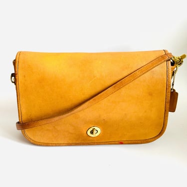 Vintage tan brown leather Coach Convertible clutch crossbody purse 9635 