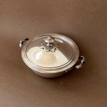 Ercuis Silverplate Covered Tureen - French Rococo Vegetable Dish with Scroll Handles, Paris 