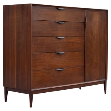 Large Mid-Century Modern Walnut Tall 7-Drawer & Door Dresser Dillingham