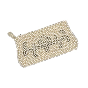 Vintage 1950s 1960s Faux Pearl Beaded Evening Bag, 50s 60s Hand-Beaded Formal Clutch, Vintage Bridal Purse, Made in Japan for La Regale, VFG 