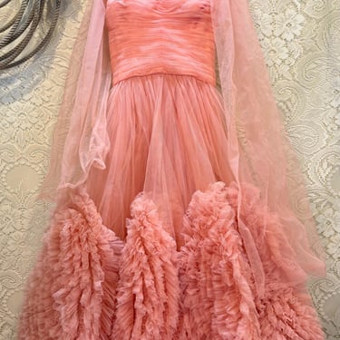 Glinda Inspired Vintage 1950s Pink Tulle Lace Cupcake Prom Dress from Clifton Wilhite size xx to s 